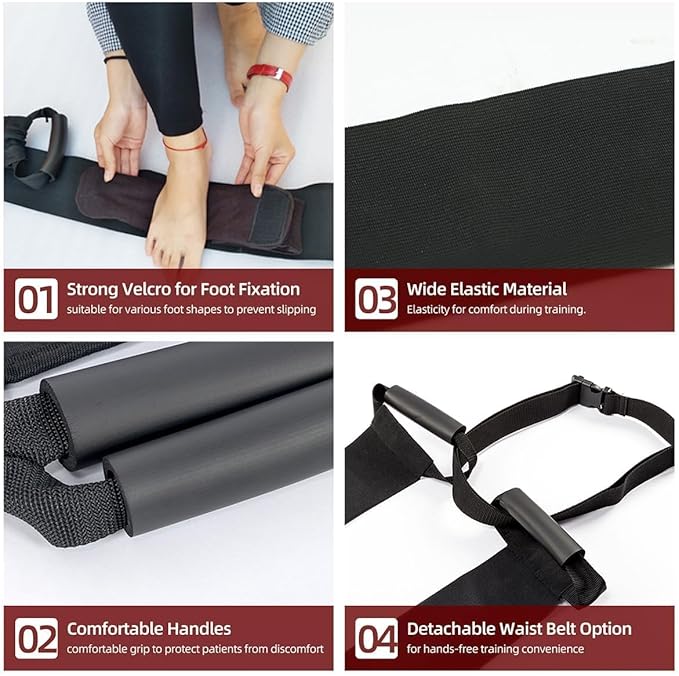 Leg Lifter Strap & Stretching Aid for Stroke Recovery, Hands-Free Physical Therapy Band for Elderly & Bedridden, Leg Rehabilitation Equipment for Knee Hip Surgery & Foot Drop (1 Foot)