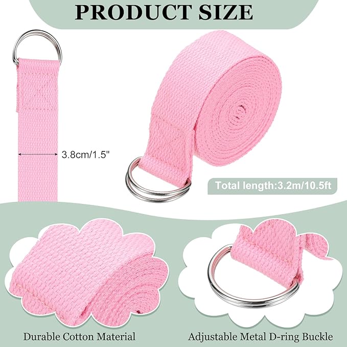 Yoga Strap for Stretching, Athletic Stretch Band with Adjustable Metal D Ring Buckle Yoga Bands