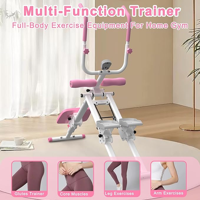 2 in 1 Stair Stepper And Ab Workout Machine, Stepper Machine with Adjustable Handlebar, Vertical Climber Workout Equipment for Home Gym, Core and Glute Workouts Equipment for Women