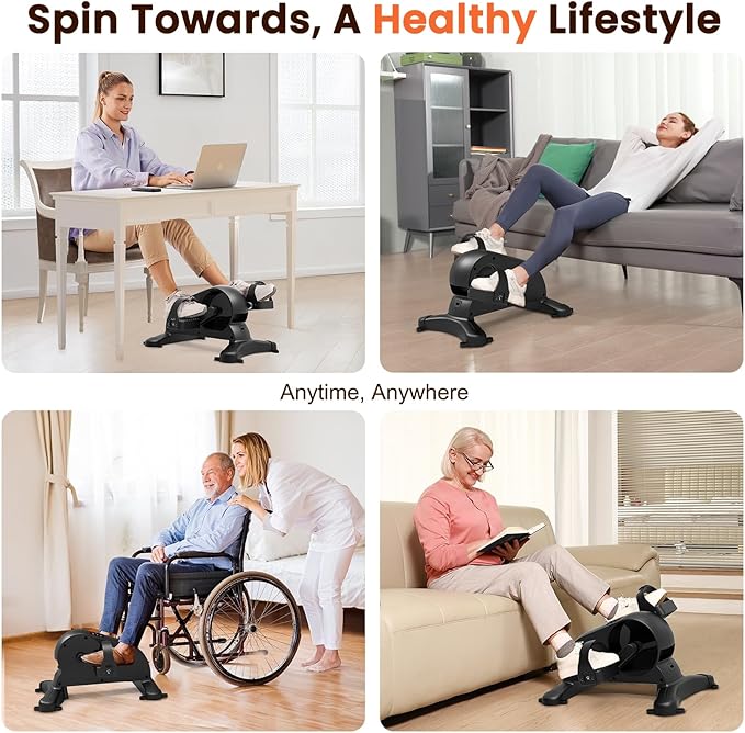 Pedal Exerciser Under Desk Bike-Mini Exercise Bike for Seniors & Physical Therapy with 12 Speed Adjustable, Remote Control & LCD Display