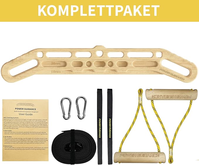 POWER GUIDANCE Wooden Hangboard, Portable Climbing Training Board, Enhances Finger Grip Strength for Indoor and Outdoor Use