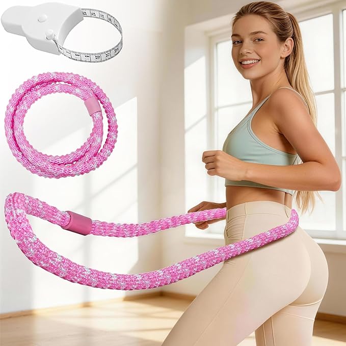3 lbs Soft Spring Hula Hoop, Weighted Hoops for Adults, Foldable and Portable Hula with Body Tape Measure, Loss Fitness Hoop