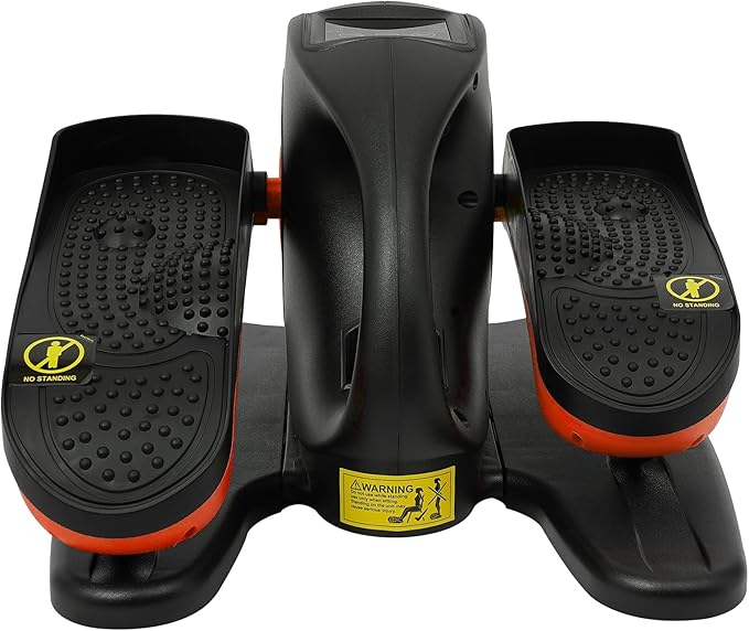 Under Desk Elliptical Machine, Leg Exerciser with 5 Adjustable Speed Quiet & Portable Seated Pedal Exerciser for Home Office Orange