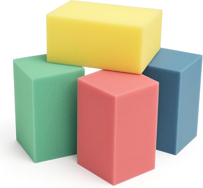New Millennium Grip Strength Trainer – 4-Pack Foam Hand Therapy Block Exercisers for Hand & Wrist Rehabilitation, Carpal Tunnel, Arthritis, Tendonitis – Made in USA, Color-Coded Resistance