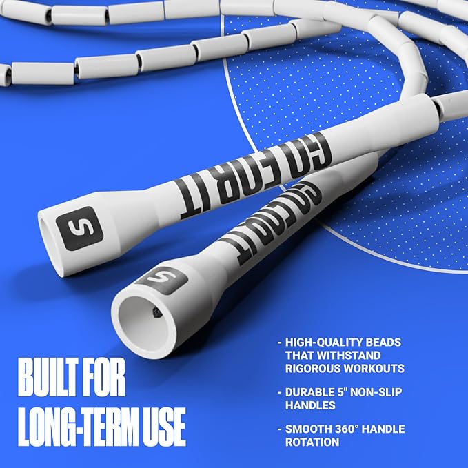 Sportbit Elite Beaded Jump Rope – Adjustable for Kids & Adults, Durable Fitness Skipping Rope for Cardio, Gym, Home & Outdoor Workouts
