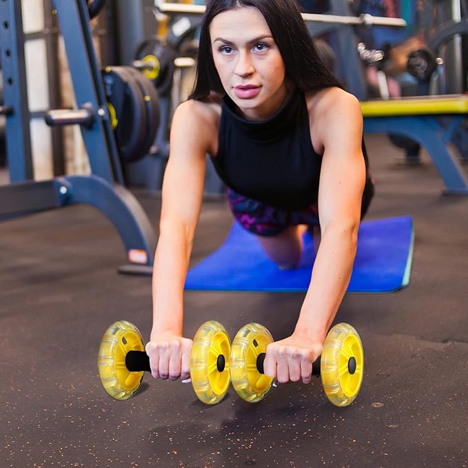 SUPVOX Twin-wheel Fitness Ab Roller Wheel for Core Strengthening, Yellow Abs Plastic Abdominal Exercise Device for Home Gym Weight Loss and Muscle Toning