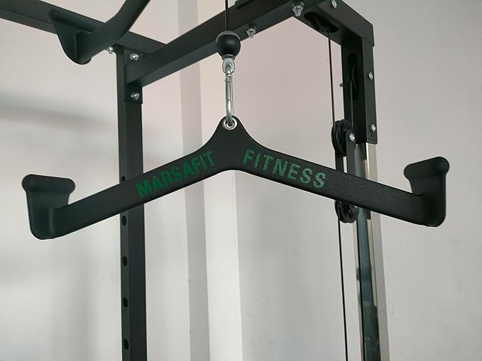 Home Gym Fitness Rowing T-bar V-bar Pulley Cable Machine Attachment, Bicep Curl Tricep LAT pulldown Bar Back Strength Training Handle Grips LAT Pull Down Bar for Seat Row Workout