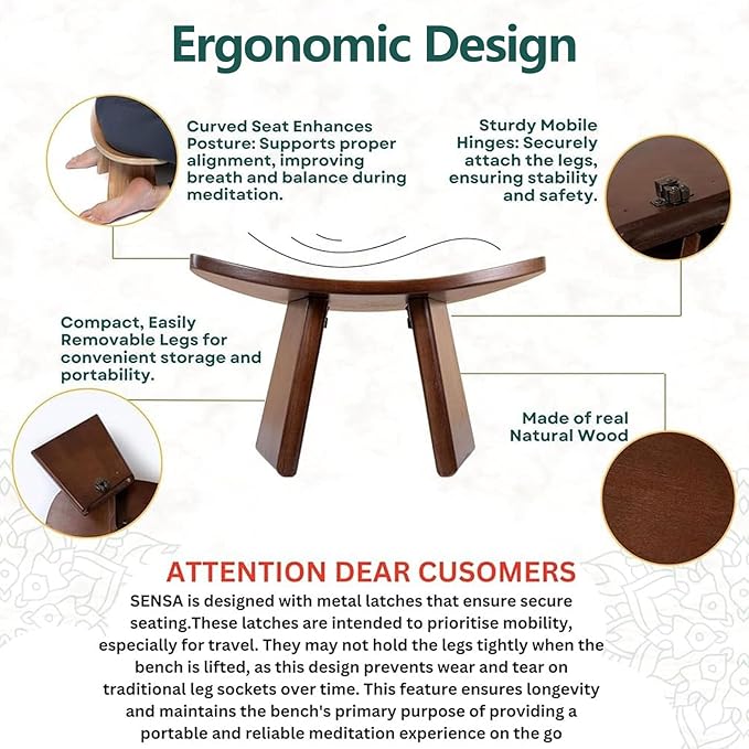 Meditation Bench, Wooden Kneeling Stool, Portable Yoga Auxiliary Stool,Multifunctional Ergonomic Seat with Travel Bag, Detachable Comfort Chair for Yoga, Prayer, Meditation(Large)