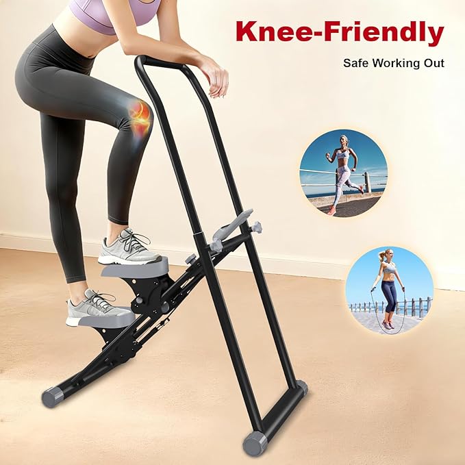 OVER SELF stairmaster Machine for Home - Stair Climber Stepper for Home Gym Exercise, Compact Folding Stair Stepper, Adjustable Handlebar/Pedal, Knee-Friendly Full-Body Workout Equipment