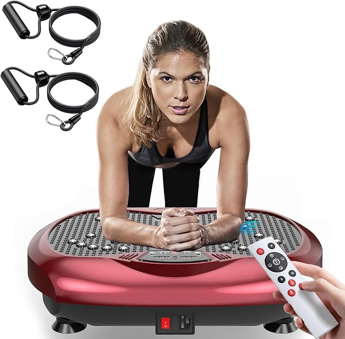 Vibration Plate Exercise Machine - Whole Body Workout Vibration Platform Lymphatic Drainage Machine for Weight Loss Home Fitness with Resistance Bands Remote
