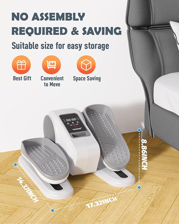 Under Desk Machine, Electric Elliptical Leg Exerciser for Senior, 13 Adjustable Speeds Quiet and Portable Seated Pedal Exerciser for Training with Remote Control