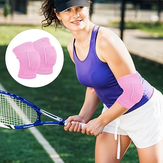 Compression Elbow Pads Arm Brace,Support Fitness Arm Protector Badminton Basketball Breathable Sleeve Wrap Soft Support Cushion for Men and Women(Pink)