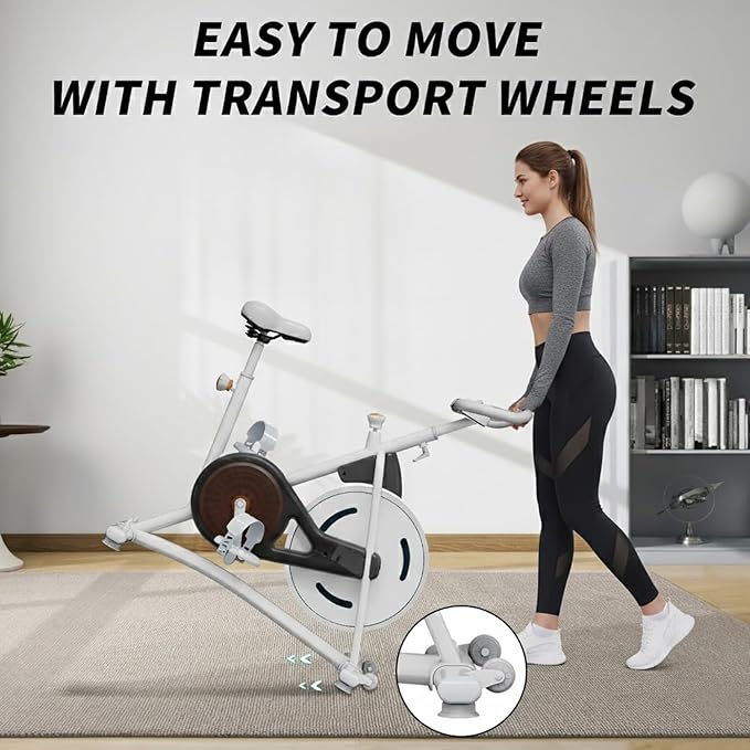 Exercise Bike with Exclusive Heart Rate Sensor and APP Sync, Stationary Bikes for Home with Continuously Variable Resistance, Compact Indoor Cycling Bike with Tablet Mount