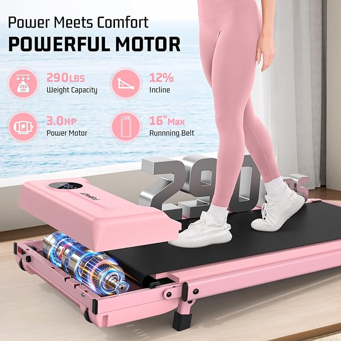 FUNMILY Upgrade Walking Pad Folding Treadmill with 12%/15% & Handle Bar, 3.5HP Foldable Under Desk Compact Treadmills for Home/Office/Gym, 400+lb Capacity, Shock Absorption