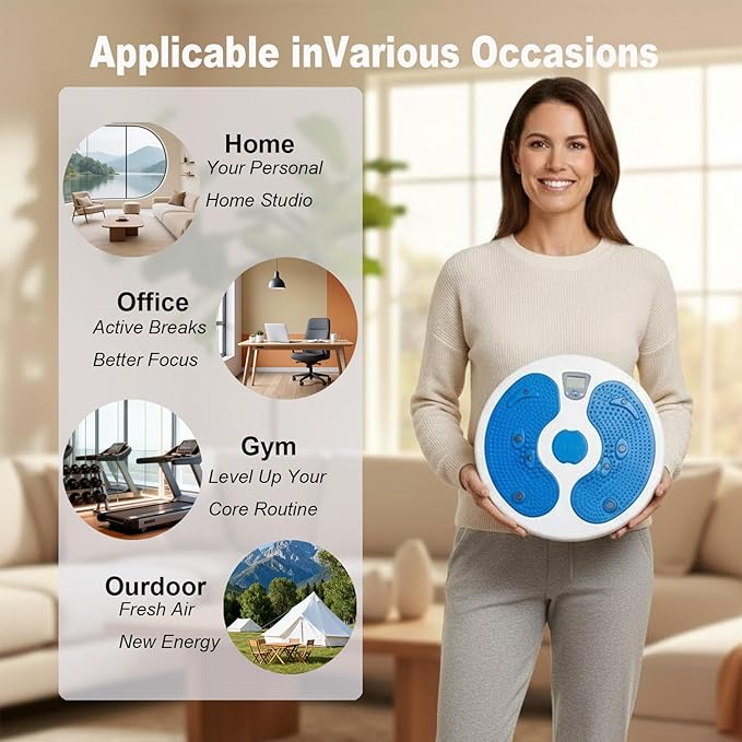 KYTO Waist Twister Disc – Core Trainer Board with Digital Counter, Ab Workout Equipment with 360° Rotation, Non-Slip Foot Massage Design for Home, Office Fitness