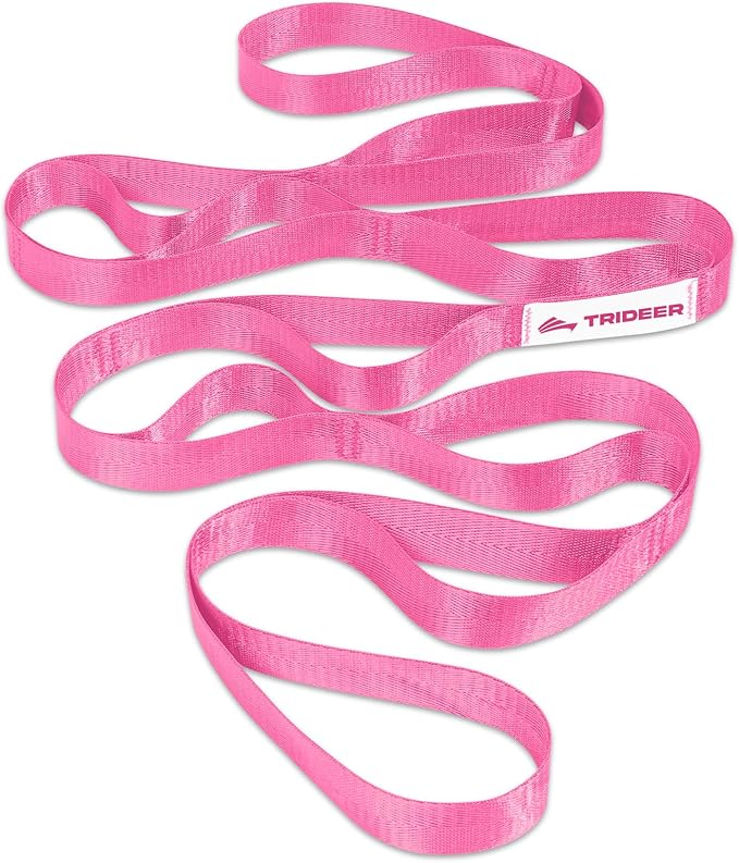 Trideer Stretching Strap for Physical Therapy & Home Rehab, Non-Elastic Yoga Stretch Strap with Loops for Mobility, Yoga & Pilates Stretching