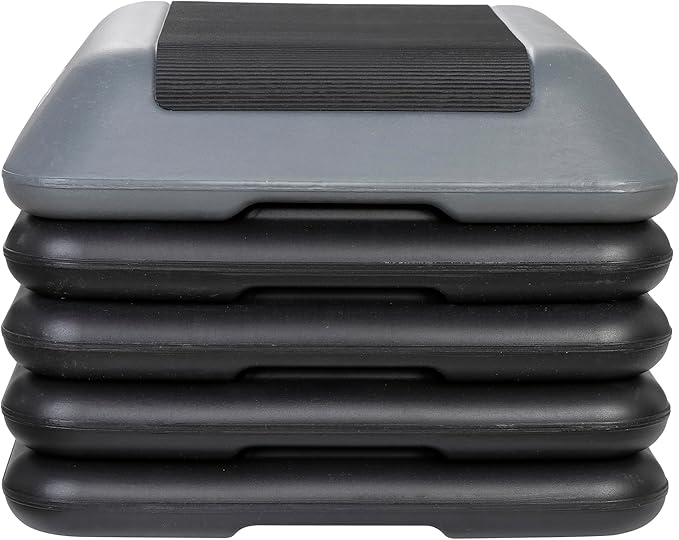 LEMY 16 Inch Fitness Step Platform, Height Adjustable Workout Exercise Stepper with 4 Risers for Home, Strength Training Equipment, Gym, 4''- 6'' - 8''- 10''- 12''