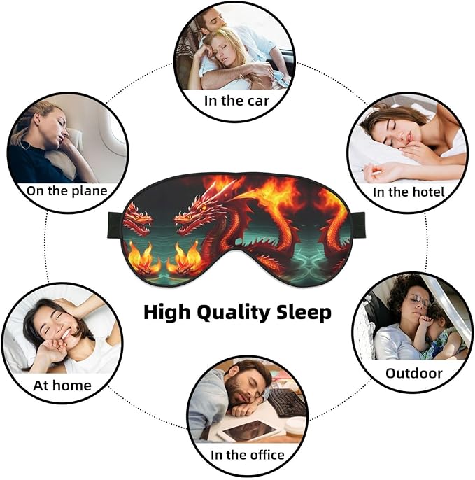 Dragon King in fire Head-Mounted Double-Sided Light-Blocking Sleeping Eye mask to Protect Eyes and Relieve Eye Fatigue