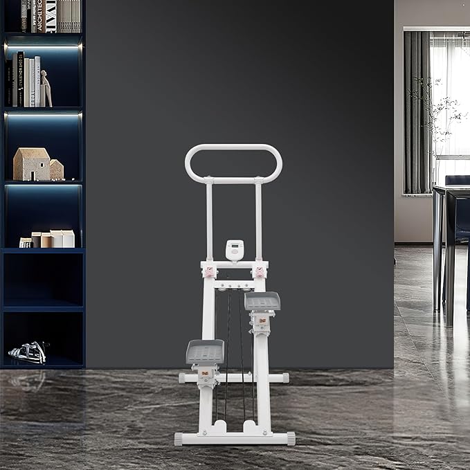 Stair Stepper for Home Gym, Vertical Climber Machine with Adjustable Handrail Height, Folding Vertical Climber Step Fitness Equipment with LCD Screen for Bedrooms Apartments