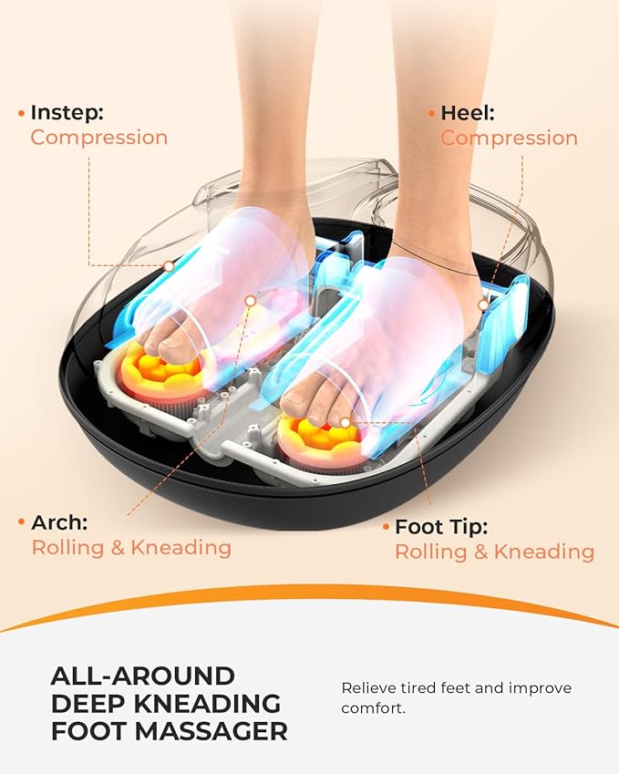 CooCoCo FSA Eligible Foot Massager with Heat, Upgraded Shiatsu Feet Massager for Plantar Fasciitis, Neuropathy, Foot Warmer for Women Men Mom, Feet Massage Machine with Kneading, Compression, Size 13