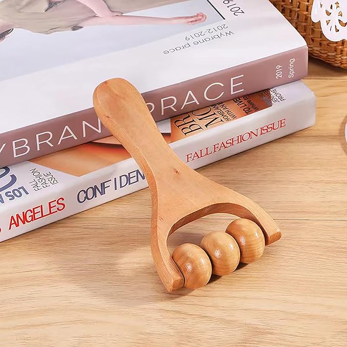 Wooden Massage Roller， Back Roller Massager Tools，Wooden Bead Massage Tool for Leg and arm Tissue Relief