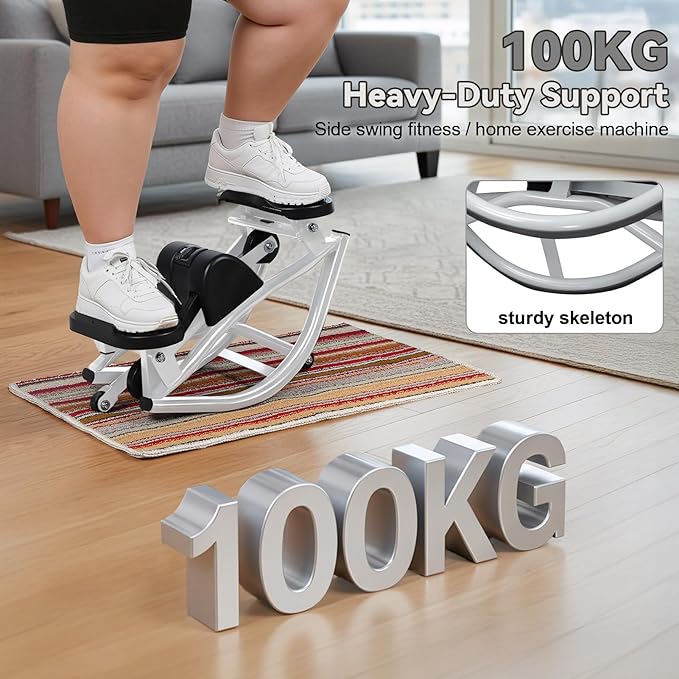 Rocking Stepper with LCD Monitor and Resistance Bands, Low-Impact Lateral Fitness Stepper Side to Side at Home for Legs, Glutes, Abs, 100kg Weight Capacity, Includes Floor Mat