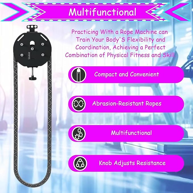 Resistance Trainer Machine, Endless Rope Trainer | Adjustable | Suspension Endless Rope Pulley System | Closed-Loop Nylon Rope | Home Gym Infinity Rope for Interval Resistance Training Black