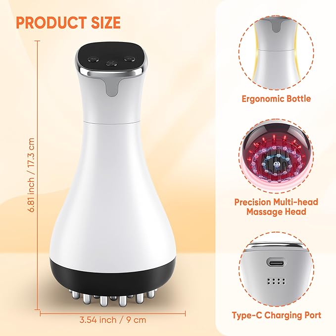 Lymphatic Drainage Massager & Anti Cellulite Massage Tool,Fascia Blaster for Cellulite,Helps Reduce Stretch Marks for Legs, Arms & Belly,Body Sculpting Machine with Microcurrent, Light, Vibration