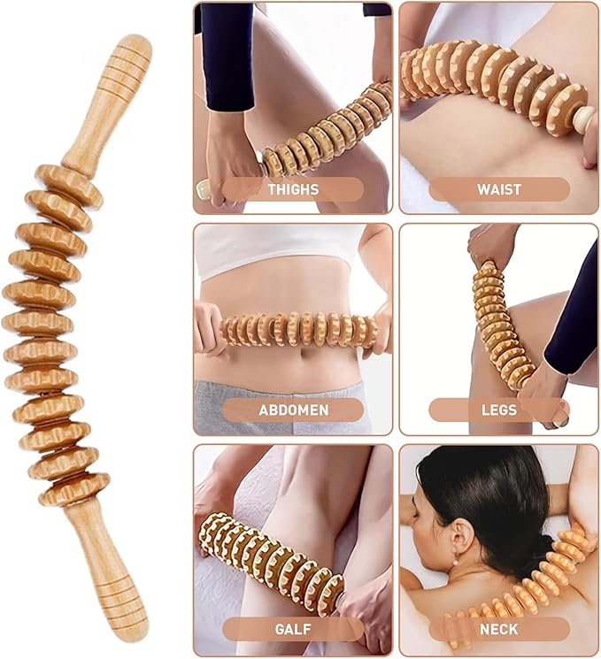 Wood Therapy Massage Tools 4-in-1 Lymphatic Drainage Massage Maderoterapia Kit Wooden Massager Body Sculpting Tools for Muscle Pain Relief, Anti-Cellulite Body Shaping