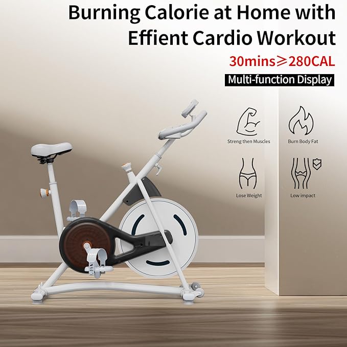 Exercise Bike with Exclusive Heart Rate Sensor and APP Sync, Stationary Bikes for Home with Continuously Variable Resistance, Compact Indoor Cycling Bike with Tablet Mount