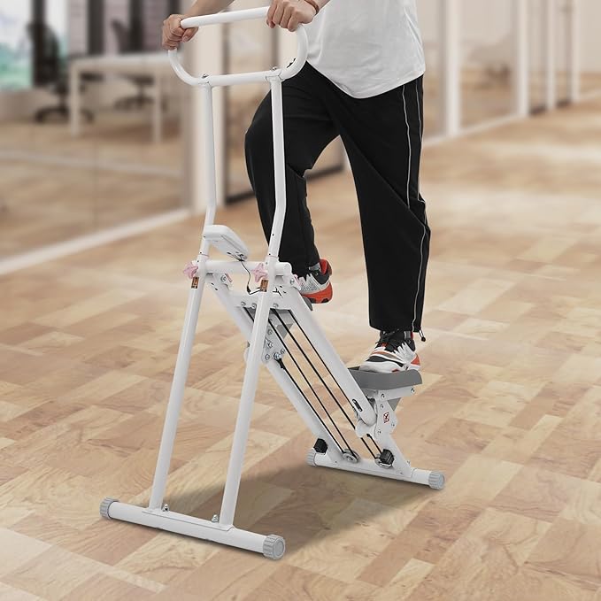 Stair Stepper for Home Gym, Vertical Climber Machine with Adjustable Handrail Height, Folding Vertical Climber Step Fitness Equipment with LCD Screen for Bedrooms Apartments