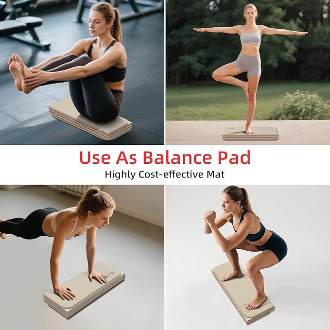 1/2 Inch Extra Thick Yoga Mat Pilates Equipment, 70"x24" Odorless Workout Mats for Home Gym, Non-slip Exercise Mats for Women Men Home Workout, Foldable Yoga Mats for Travel Camping Sleeping