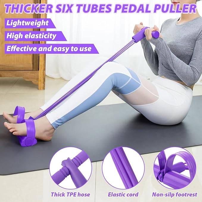 17 Pcs Home Pilates Kit with Resistance Bands 6 Tube Pedal Puller Resistance Band Set for Women Weight Loss Leg Training Workout Equipment Gym Exercise Equipment Beginners Yoga