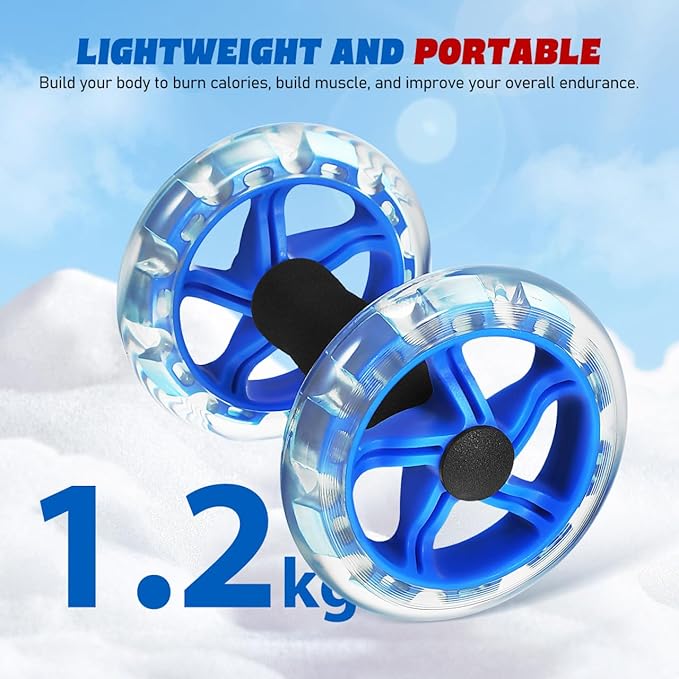 Kisangel 2pcs Ab Roller Wheel, Exercise Abdominal Roller Dumbbell Fitness Dual Wheel for Hand Weights Equipment