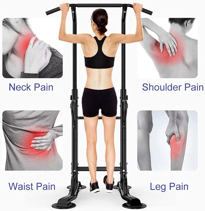 soges Power Tower Adjustable Height Pull Up & Dip Station Multi-Function Home Strength Training Fitness Workout Station