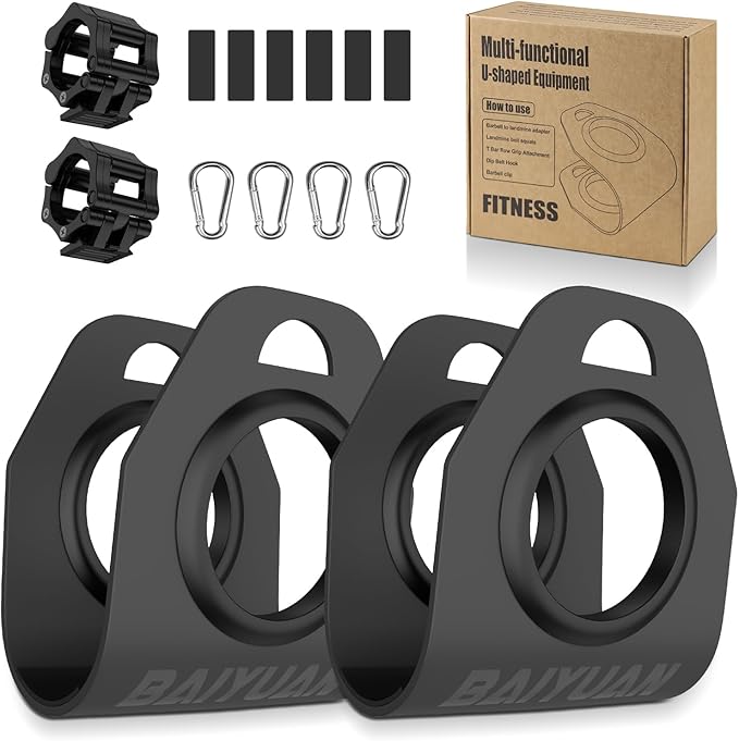 Home Gym Clips, Convert Dumbbells to Barbell, Turn Bars into Landmines, T-Bar Row with Any Grip, Hook Dumbbells on Dip Belts, Versatile Weightlifting Accessory for Olympic