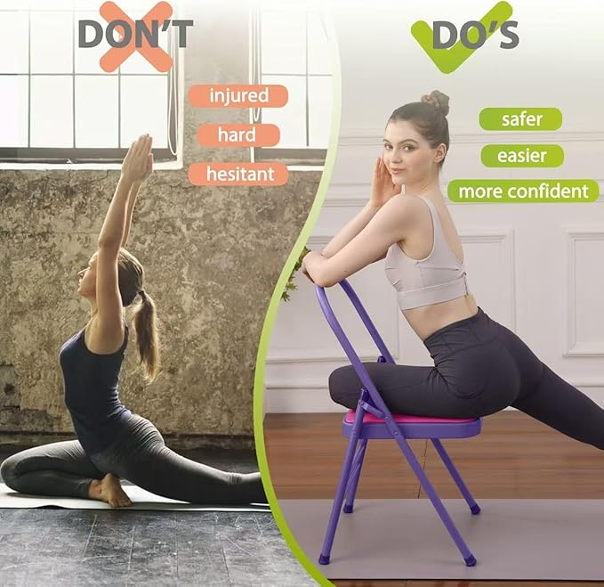 BODY RHYTHM Yoga Auxiliary Chair with Lumbar Back Support for Abs & Core, Balance Handstand, Flexibility and Strength Training and Back Pain Relieving.