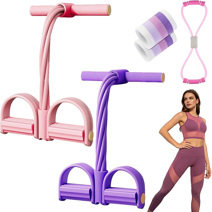Upgrade 8 Tube Pedal Resistance Device, Pedal Resistance Band with Handle, Fashion Puller Exercise, Detachable and Adjustable Multifunction Fitness Bands for Abdomen, Waist, Arm, Leg
