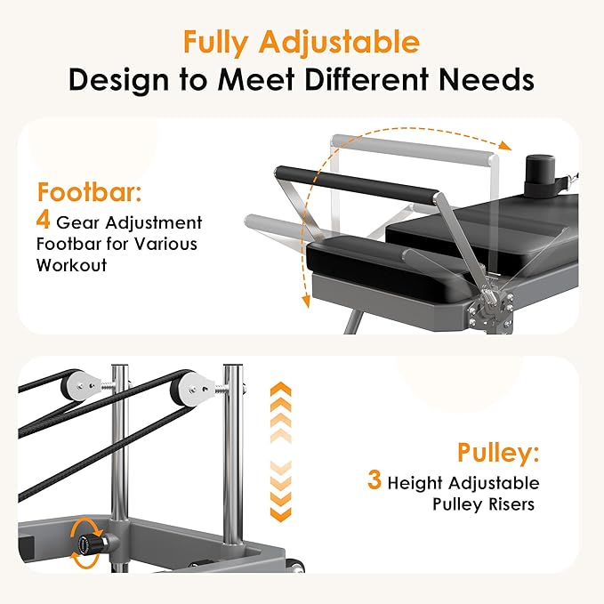 Pilates Reformer Machine for Home Use,Foldable Studio Grade Pilates Equipment, Reformer Pilates Machine with 5 Springs & 11 Resistance Levels | Suitable for Beginners& Professionals