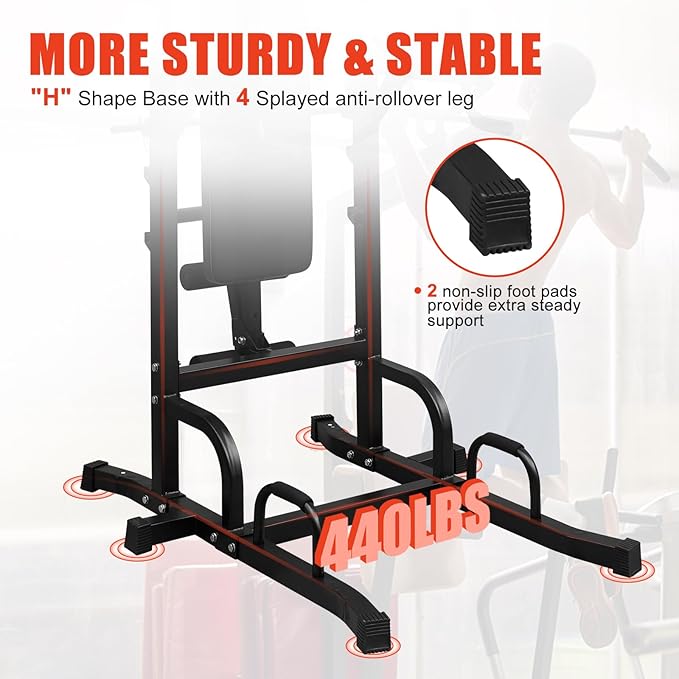 Adjustable Height Dip Bar Station, Heavy Duty Dip Station for Home Gym,Multi-function Dip Station Pull Up Bar Full Body Strength Training Workout Fitness Equipment for Tricep Dips
