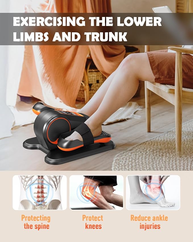 Under Desk Machine, Electric Elliptical Leg Exerciser for Senior, 13 Adjustable Speeds Quiet and Portable Seated Pedal Exerciser for Training with Remote Control