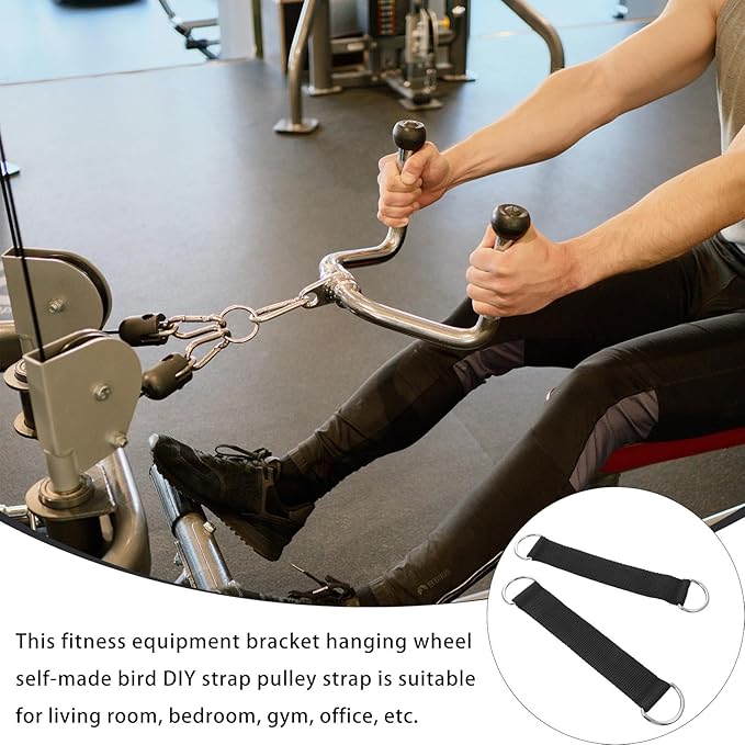 PartyKindom 2pcs Pulley Hanger Straps Fitness Hanging Ropes Black DIY Pulley System Attachments for Strength Training Equipment
