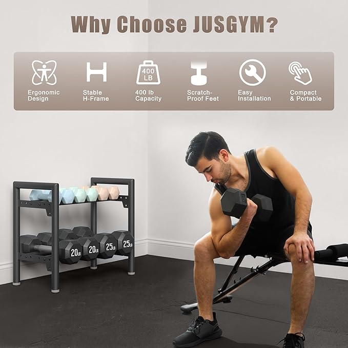 Dumbbell Rack Stand Only, 400LBS Capacity Weight Rack for Home Gym Storage, Adjustable Weight Storage Racks, Heavy-Duty Kettlebell Rack ﻿