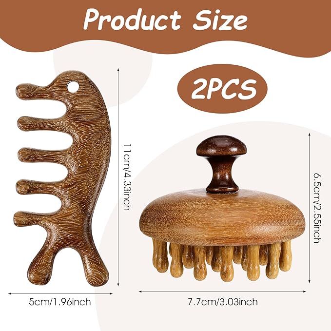 Wooden Scalp Massager, Wood Scalp Massager Comb, Scalps Gua Sha, Portable Manual Head Scrubber, Scalps Care Comb for Women Men