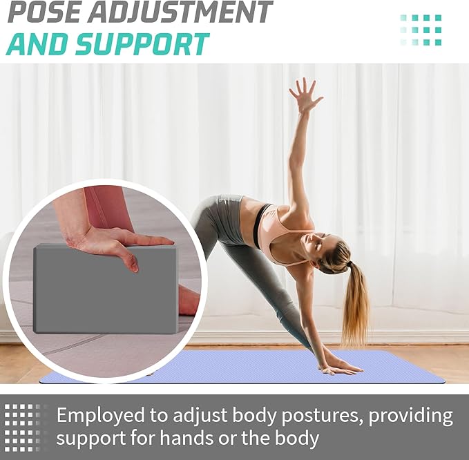 Yoga Blocks 4 Pack - Premium 3"x6"x9" EVA Foam Bricks for Pilates Workout, Stretching, Meditation | Non-slip and Lightweight Yoga Bricks for Flexibility, Balance, Spine Strength