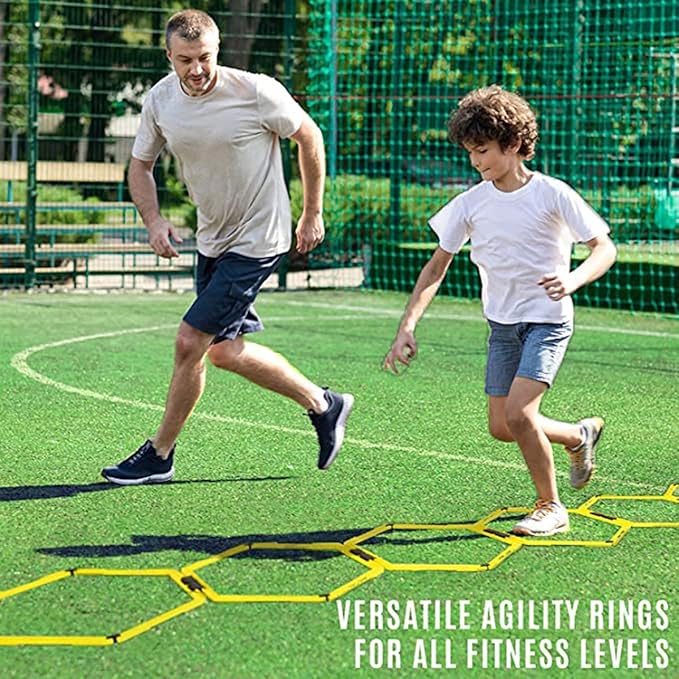 Hexagon Agility Ring Training Circle Ring Speed Agility Ladder Physical Training Ring Football Footwork Trainer Hurdles Agility Ladder Fitness Equipment Multicolor Training Ring 3Pcs