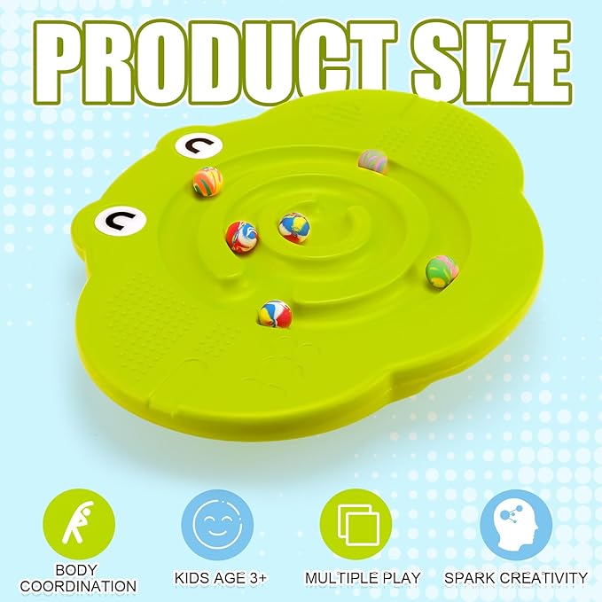 Kids Maze Balance Board Plastic Wobble Rocker Balance Board with Mini Balls Load 170lb for Balancing Exercise Equipment Game Boys Girls Physical Therapy 18.5 x 14.57 Inch(Yellowgreen,Cute)
