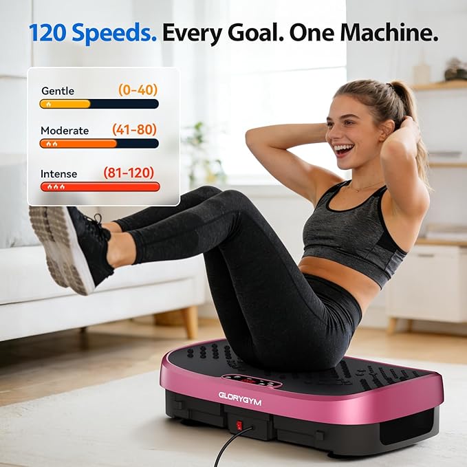 Vibration Plate Exercise Machine - 120 Levels, 350lb Capacity, Quiet Motor with Remote Control for Home Fitness & Weight Loss