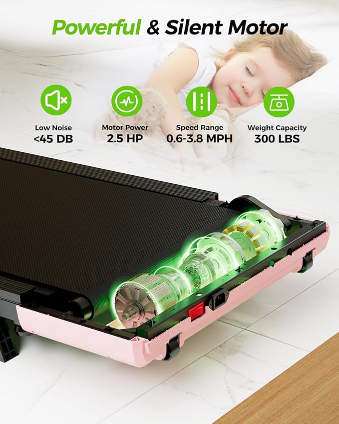 SupeRun Walking Pad, Under Desk Treadmill, 3 in 1 Portable Treadmill with Remote Control LED Display, 2.5 HP Quiet Walking Jogging Machine for Office Home Use, 300 Lbs Capacity