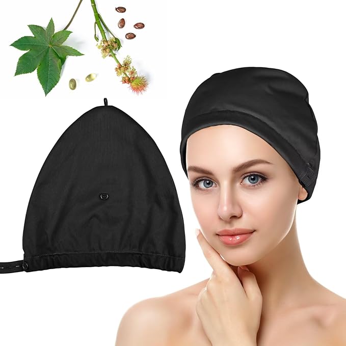 Castor Oil Pack Wrap Overnight Hair Wrap for Sleep Reusable Hair Cap Cover (Oil Not Included)